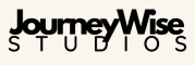 The JourneyWise Studios logo in black text on the website's color background, cropped to fit perfectly in the website header, ensuring a seamless and professional look.